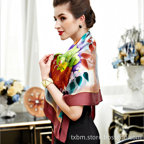 100% pure silk luxury 16mm 110*110cm printed square scarves for women